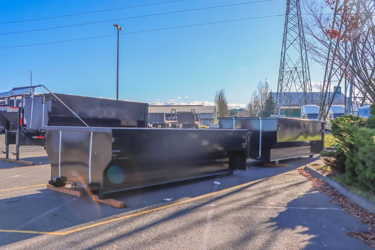 Roll-off dumpster ready for waste disposal at job site for 40 Yard Dumpster Rental in Prairie du Chien